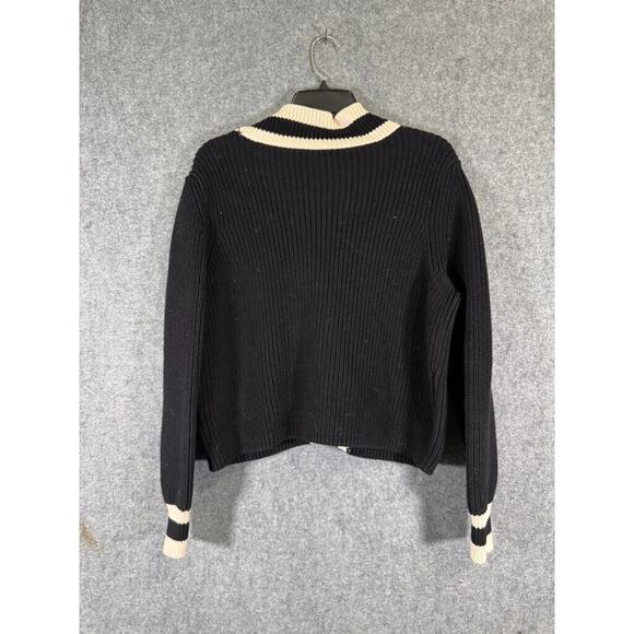 525 American Cardigan Sweater Women Large Black Chunky Knit Bishop Sleeve Classi - Picture 7 of 8